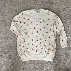 Madewell Cream Sweater with Floral Accents